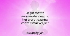Begin met te aanvaarden wat is, het wordt daarna vanzelf makkelijker