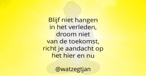 Blijf niet hangen in het verleden, droom niet van de toekomst, richt je aandacht op het hier en nu