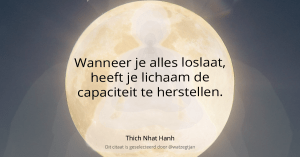 Wanneer je alles loslaat, heeft je lichaam de capaciteit te herstellen.– Thich Nhat Hanh (uit een interview in Trouw)