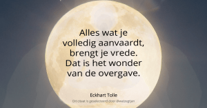 Alles wat je volledig aanvaardt, brengt je vrede. Dat is het wonder van de overgave. - Eckhart Tolle