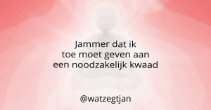 Jammer dat ik toe moet geven aan een noodzakelijk kwaad