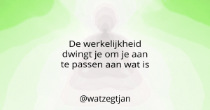 De werkelijkheid dwingt je om je aan te passen aan wat is.