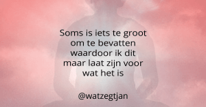 Soms is iets te groot om te bevatten waardoor ik dit maar laat zijn voor wat het is