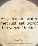 Als je troebel water met rust laat, wordt het vanzelf helder. - Lao-Tse